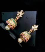 Multicolor Agate Gold Plated Jhumkas