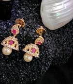 White Agate Gold Plated Jhumkas