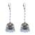Traditional Style Indian Earrings-Wedding Bells Jhumki-Tanzanite Crystal Jhumka