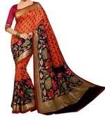 multicolor printed bhagalpuri silk saree with blouse