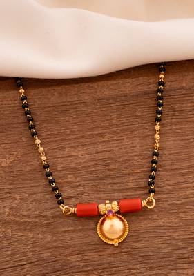 Black beads mangalsutra SHORT with single vati one gram gold 1