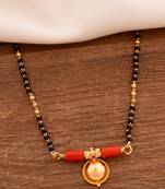 Black beads mangalsutra SHORT with single vati one gram gold