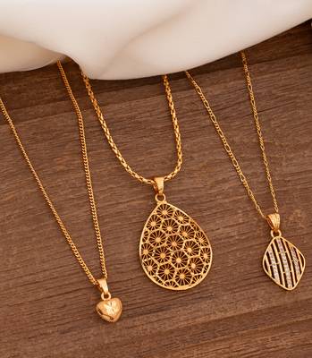 Golden short chain with pendant - 3 numbers one gram gold 1