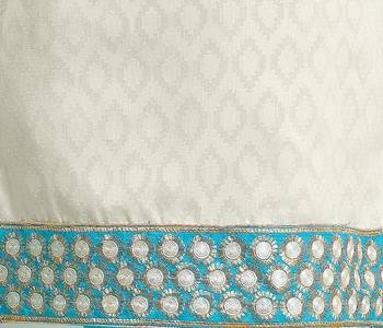 White Cotton Jacquard Embroidered unstitched kameez with dupatta 3