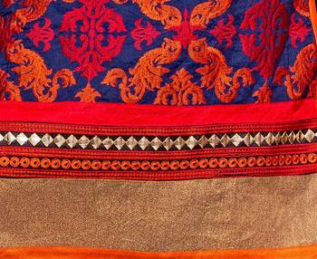 Blue Chanderi Embroidered unstitched salwar with dupatta 3