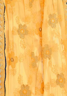Blue Chanderi Embroidered Straight Suit Dress Material 4