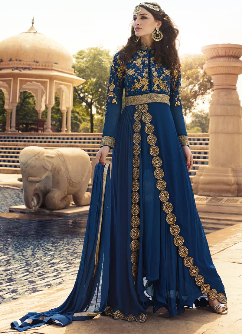 sachin and babi light blue dress Blouson Dress W.Floral Embroidery Royal Blue/Candy – APOELLA