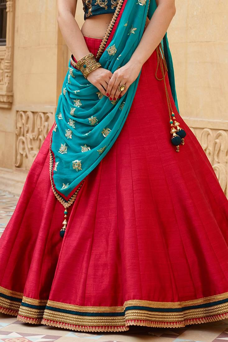 Lehegha Choli By Voovilla Navy Blue And Red Voovilla 1556005