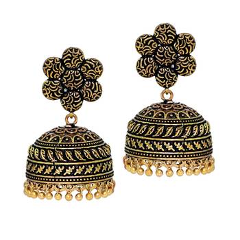 Oxidised Gold Plating Handmade Jhumka Earrings 1