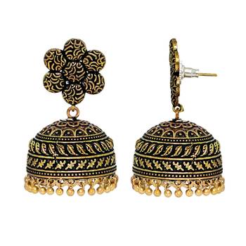 Oxidised Gold Plating Handmade Jhumka Earrings 2