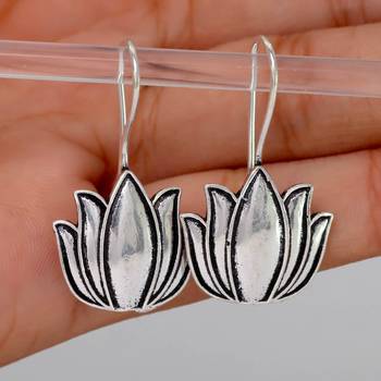 New Lotus Leaves Handmade Indian TraditionalOxidised Stud Earrings 2