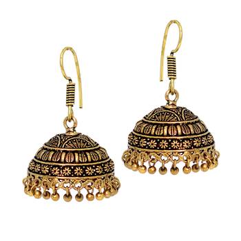 Amazing Indian Jhumki Oxidised Black Metal Handmade Earrings 1
