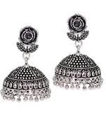 Splendid Flower Design Silver Oxidised Metal Jhumki Earring For Women And Girls