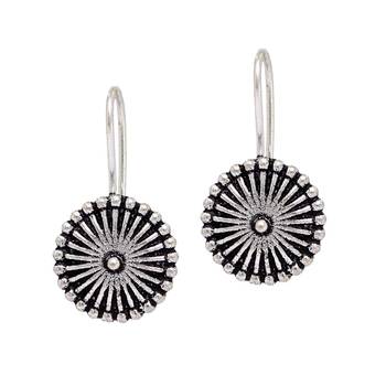 Silver Tone Oxidised Handmade Hook Earrings For College Girls 1