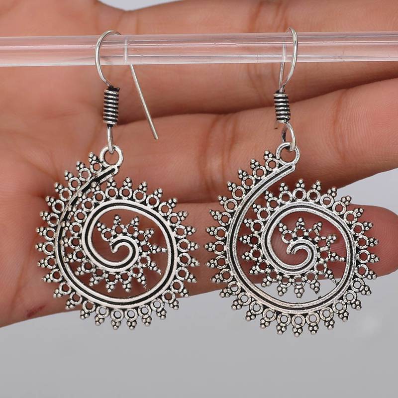 Jaipur Mart German Silver Oxidised Trendy Design Light Weight Dangler Earring For Girls