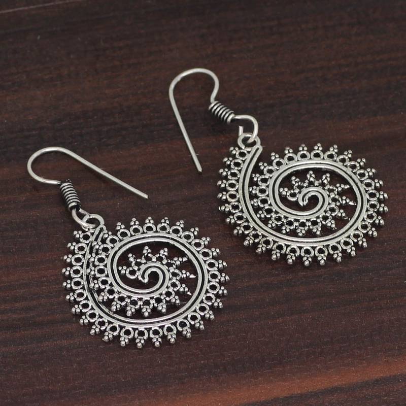 Jaipur Mart German Silver Oxidised Trendy Design Light Weight Dangler Earring For Girls