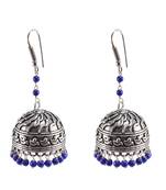 Reconstituted Lapis Layer Big Jhumkaoxidized Jhumki Handcrafted Earrings