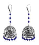 Oxidized Jhumki Treated Lapis Beads Jaipur JewelleryDome Shaped Gypsy Earrings