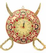 Rajasthani real brass sword armour wall clock