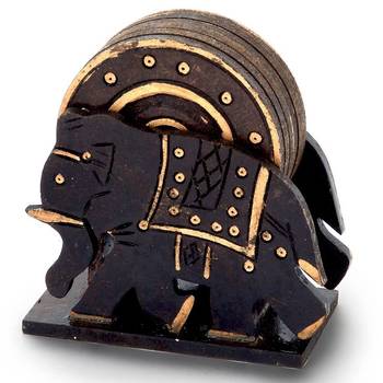 Elephant design wooden tea coaster handicraft 1