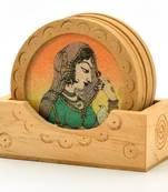 Gemstone painting wooden tea coasters gift