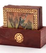 Gemstone painting pure brass tea coasters gift