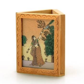 Beautiful gemstone painting pen stand gift 1