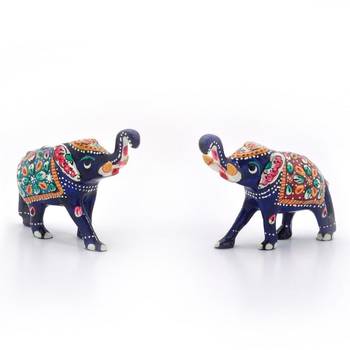 Enamel work pure brass elephant pair gift 1