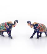 Enamel work pure brass elephant pair gift