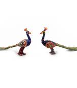 White metal handpaint peacock pair handicraft