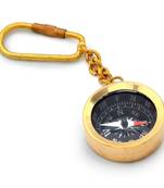 Antique brass handcrafted compass in keychain