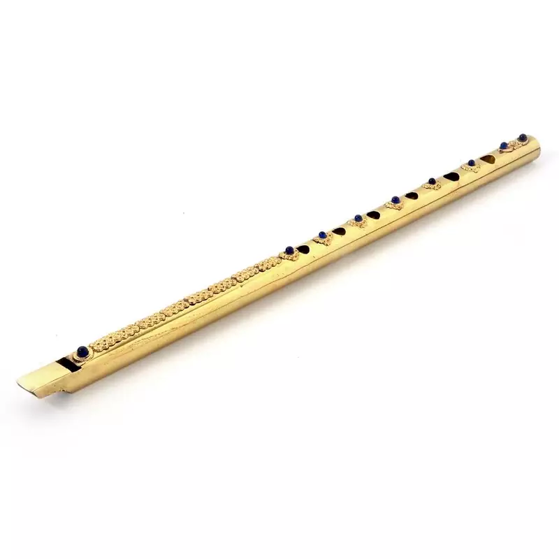 Pure brass gemstone studded handcrafted flute