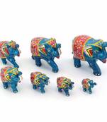 Handmade paper mache work 7 piece elephant set