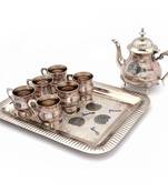 Pure white metal meenakari work royal tea set