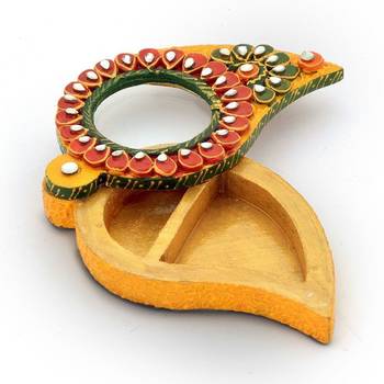 Unique kundan meenakari mango design container 1