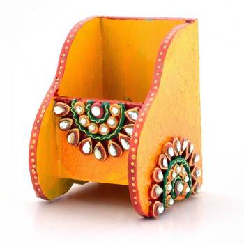 Beautiful kundan meenakari wooden mobile stand 1