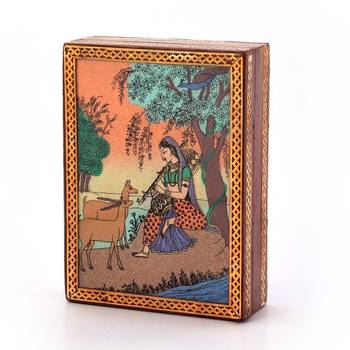 Gemstone meera painting wooden jewelry box 1