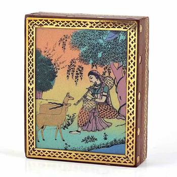 Meera gemstone painting wooden jewelry box 1