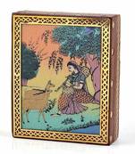 Meera gemstone painting wooden jewelry box