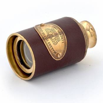 Antique real usable telescope in brass and lea 1