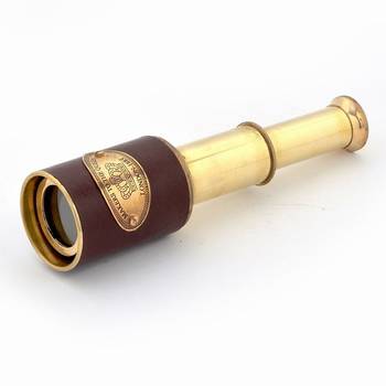 Antique real usable telescope in brass and lea 2