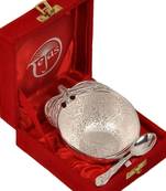 Silver polished apple shape brass bowl n spoon