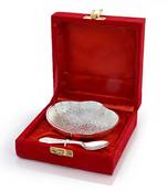 Silver polished oval shape brass bowl n spoon