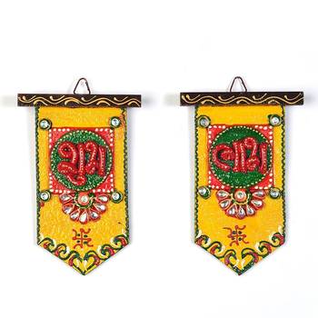 Wooden crafted unique shubh labh door hangings 1