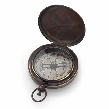 Pushbutton anchor style black nautical compass 1