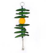 Lemon green chilly wall hanging in white metal
