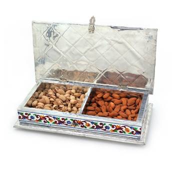 White metal dry fruit box with 3 partitions 2