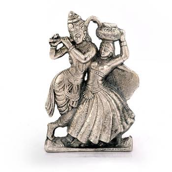 Lord radha krishna antique white metal idol 1
