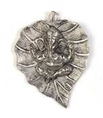 Oxidized white metal leaf ganesha idol hanging