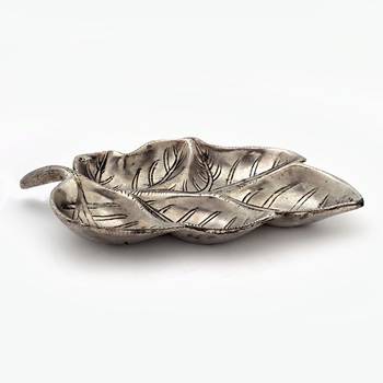 Oxidized white metal five leaf freshener tray 2